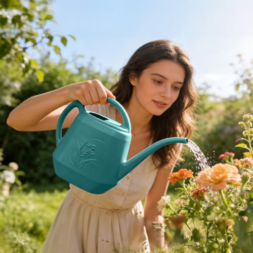 Image of Plastic Plant Watering Can - Green - 1 /2 Gallon