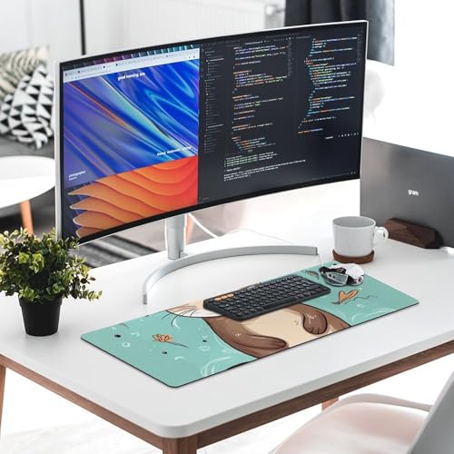Tapis de souris LED loutre mignon grand format antidérapant pour le bureau