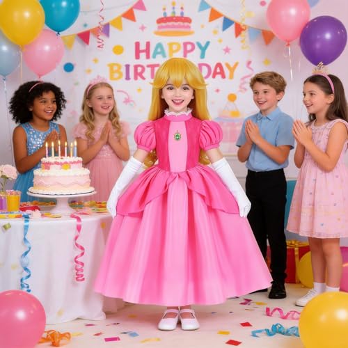 Disfraz rosa de princesa para niñas vestido de gala miniatura 5