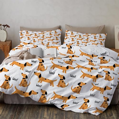 Housse de couette microfibre fermeture eclair chien pour lit facile d'entretien - 4