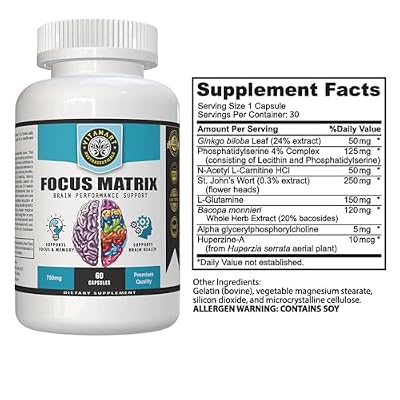 Focus Matrix (1 Bottle) Brain Health Supplement- for Better Focus, Memory, Attention, Concentration, Ginkgo biloba Leaf, Bacopa Monnieri, Focus Pill