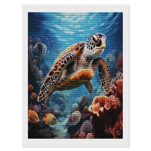 Peinture diamant tortue de mer 30x40 cm avec kit complet de broderie diamant