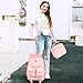 CCJPX Rolling Backpack for Girls Women, 21 inch Roller Wheels School Bookbag, Wheeled Suitcase Backpacks with Lunch Bag for Teen - Pink