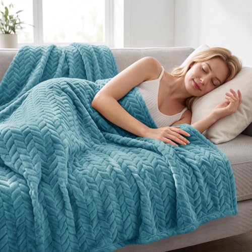 Image of Exclusivo Mezcla Fleece Throw Blanket for Couch Sofa, 50 inchx70 inch, Slate Blue