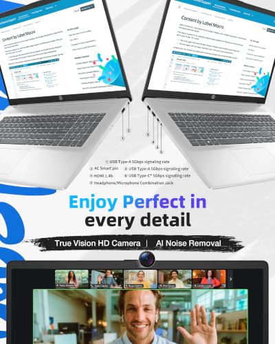 Image of HP 17 Inch Touchscreen Laptop, 64GB RAM & 2TB SSD, AMD Ryzen 5 7430U 6-core