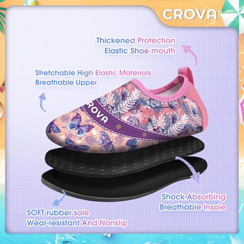 Image of CROVA Toddler Kids Water Shoes Quick Dry Aqua Socks Non-Slip Barefoot Sports Shoes for Boys Girls Toddler