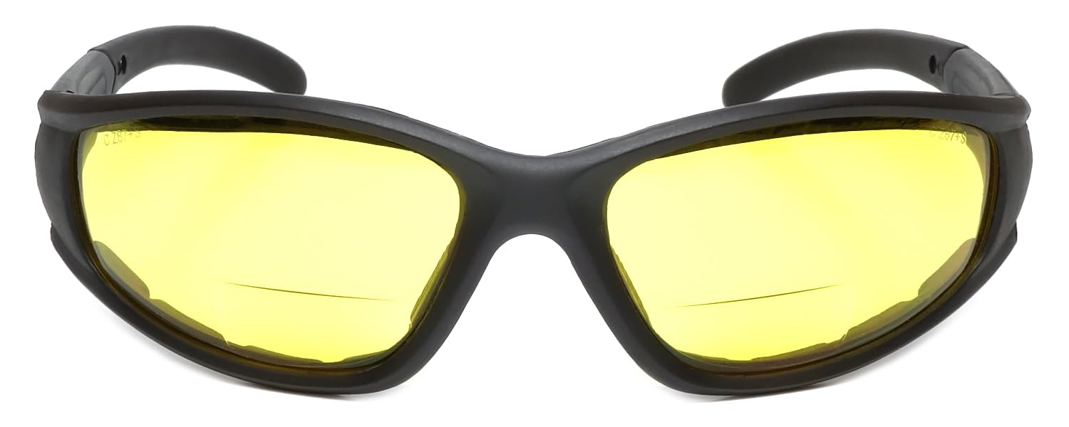 Calabria 23BF Sportster BiFokale Leseschutzbrille +2,00 Gelb Herren Damen UV-Schutz Wind Antibeschlag Rutschfest Bruchsicher