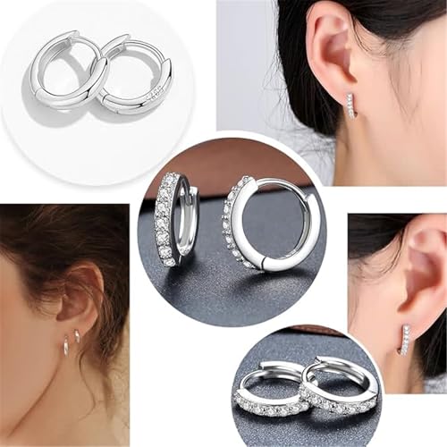 6 Pairs 925 Sterling Silver Women'S Small Hoop Earrings, 14k Real Gold Hypoallergenic Small Cubic Zirconia Cartilage Huggie Earring Set For Many Piercings Fashion Jewelry 8/10/12mm2