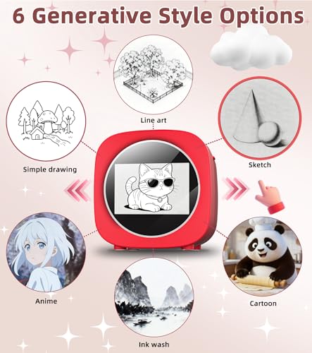 Image of AI Voice Sticker Printer for Kids, Portable Thermal Sticker Printer Box with Display, Voice-Activated Inkless Mini Sticker Machine for Journaling, DIY Crafts & Creative Gifts, with 16 Rolls