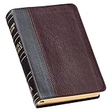 KJV Holy Bible, Compact Premium Full Grain Leather Red Letter Edition - Ribbon Marker, King James Version, Burgundy/Mahogany Two-tone