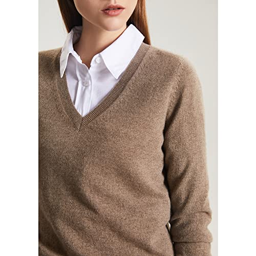 GreenMount Women's V Neck Sweater 100% Pure Cashmere Essential Long Sleeve Pullover Warm Soft Sweater for Women4