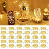 Guirnalda de luces LED de 30 piezas, alimentada por pilas, cable plateado impermeable de 2 metros con 20 LED, ideal para...