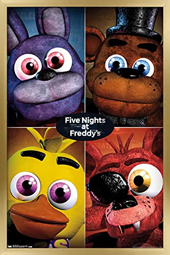 Trends International Five Nights at Freddy's - Quad Wall Poster, 14.725" x 22.375", Gold Framed Version