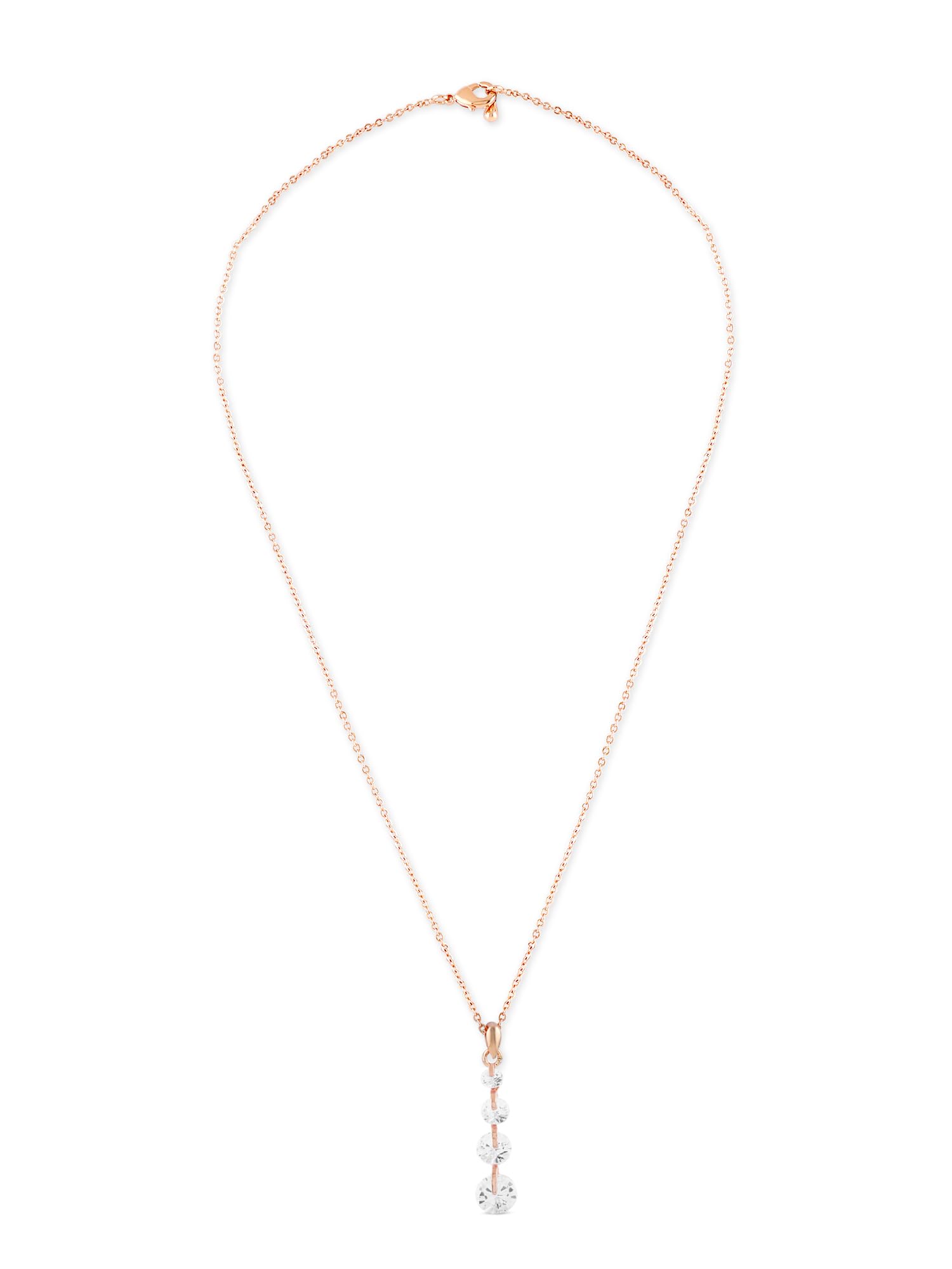 ZAVERI PEARLS Rose Gold Tone Dazzling Cubic Zirconia Embellished Contemporary Pendant Chain For Women-ZPFK17128 (B0CSSWFB2Q) Amazon Price History, Amazon Price Tracker