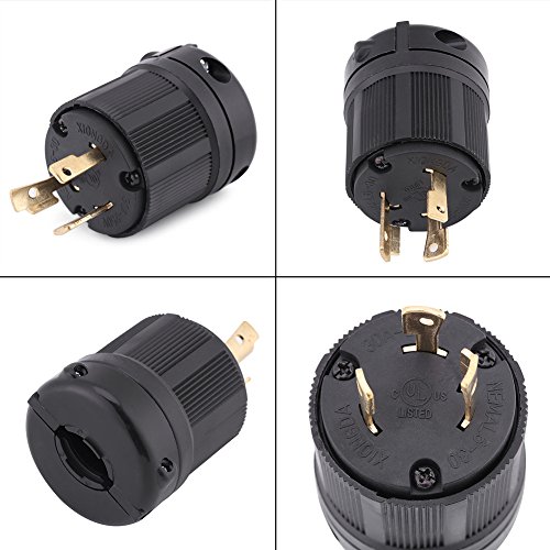 Plugue, 30A 250V Conector de plugue de 3 pólos e 3 fios, plugue elétrico com trava de torção, L6-30P