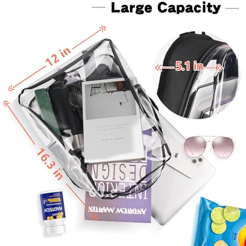 Image of JOMPARO Clear Backpacks for School College Work, 2 Pack Bundle Clear Bookbags Transparent Backpacks