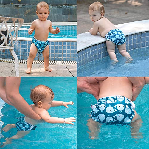 Alvababy Baby Swim Diapers 2Pcs Pack Reuseable Washable & Adjustable For Swimming Lesson & Baby Shower Gifts Large Size Baby Boy Zsw18-21 #TOP2