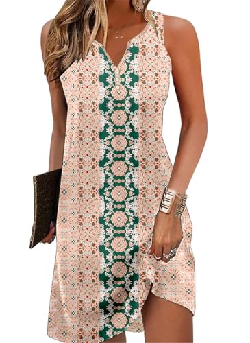 Image of Ladlop Summer Dresses for Women 2026 Beach Loose Casual A Line Dress Sleeveless V-Neck Sundress with Pockets