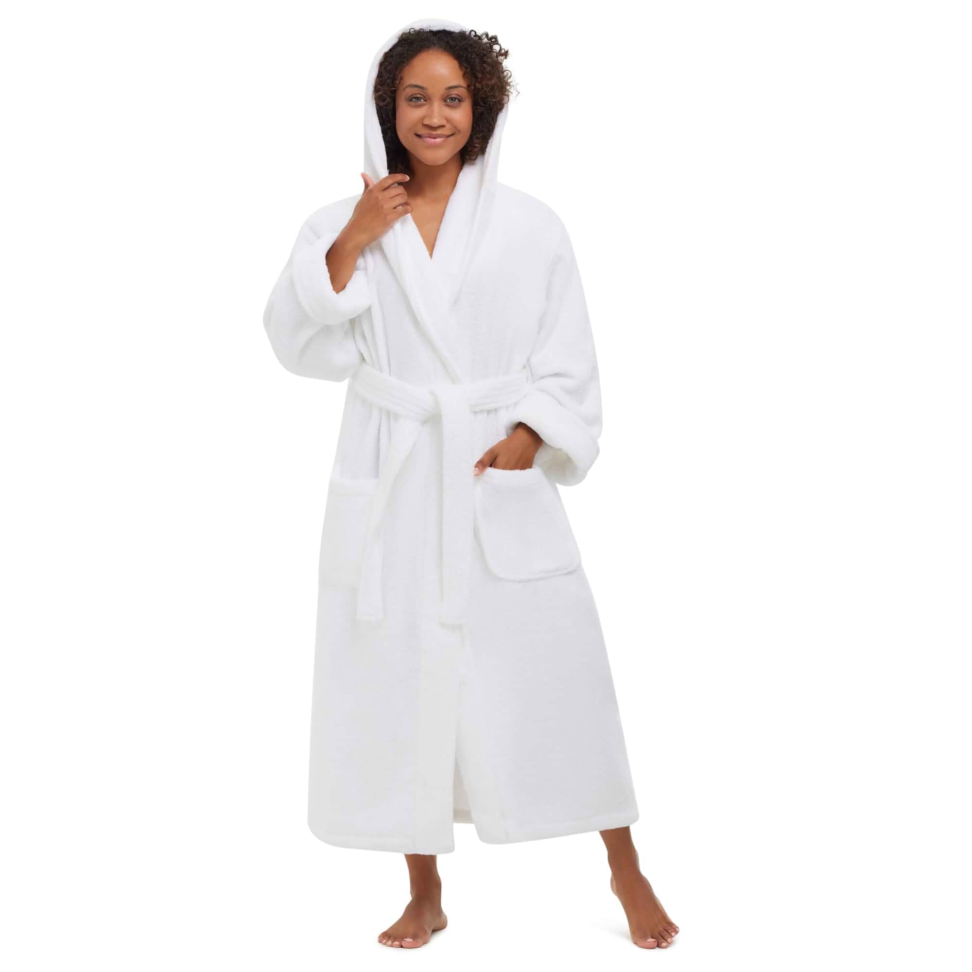 Monarch Hooded Terry Shawl Collar Unisex Bathrobe | Thick Terrycloth Fabric, Generously Sized Hotel & Spa Robe with Pockets