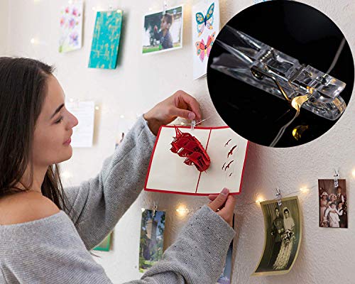 LECLSTAR 50 LED Photo Clips String Lights, 17ft with Remote - 8 Modes Fairy Lights to Clip on Pictures, Photos, Cards by LECLSTAR - Used condition - US$13.16