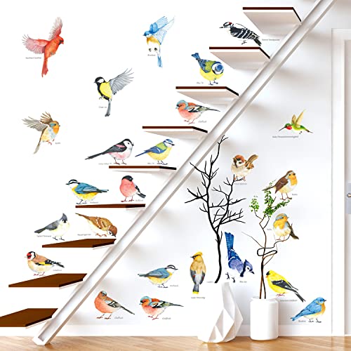 DECOWALL DS-8063 25 Little Birds Wall Art Stickers Colourful Flying Bird Wall Decals Removable Home Garden Decor Window Poster Bedroom Kitchen Living Room - Image 3