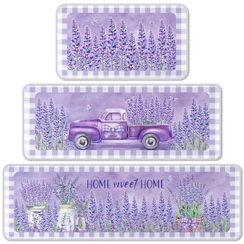 Drydiet 3 Pcs Holiday Kitchen Rugs for Halloween, Lavender