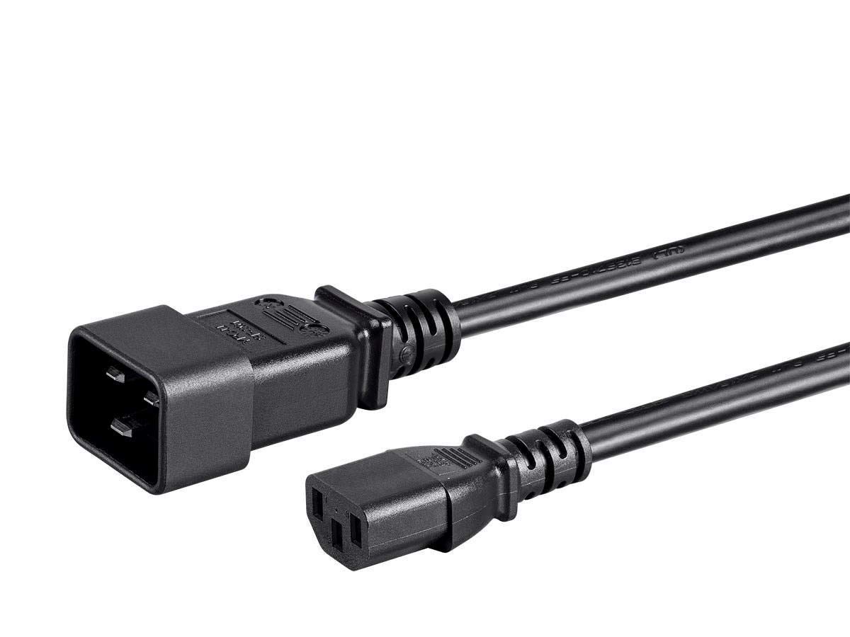 Monoprice Power Cord - 4 Feet - Black | IEC 60320 C20 to IEC 60320 C13, 14AWG, 15A, 3-Prong, for Powering Computers, Monitors