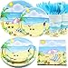 Decodinli Beach Party Supplies Serves 25, Beach Party Decorations, Beach Paper Plates and Napkins Set, Beach Birthday Plates, Summer theme Beach Pool Party, Disposable Beach Baby Shower Tableware Set.