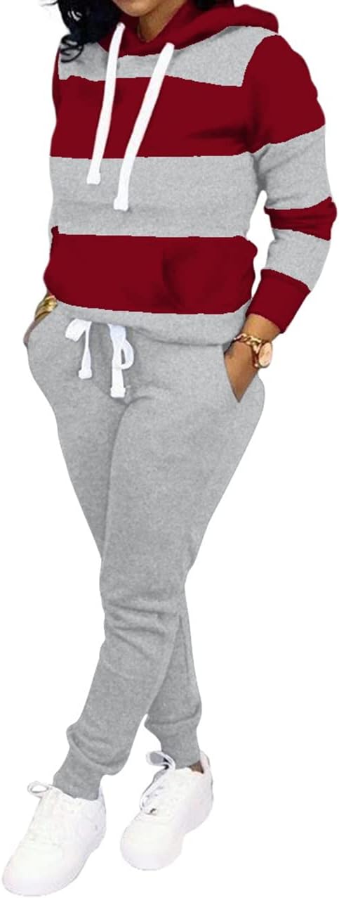 TOPONSKY Womens 2 Piece Tracksuit Long Sleeve Warm Up Outfit Patchwork Pants Set - Image 2