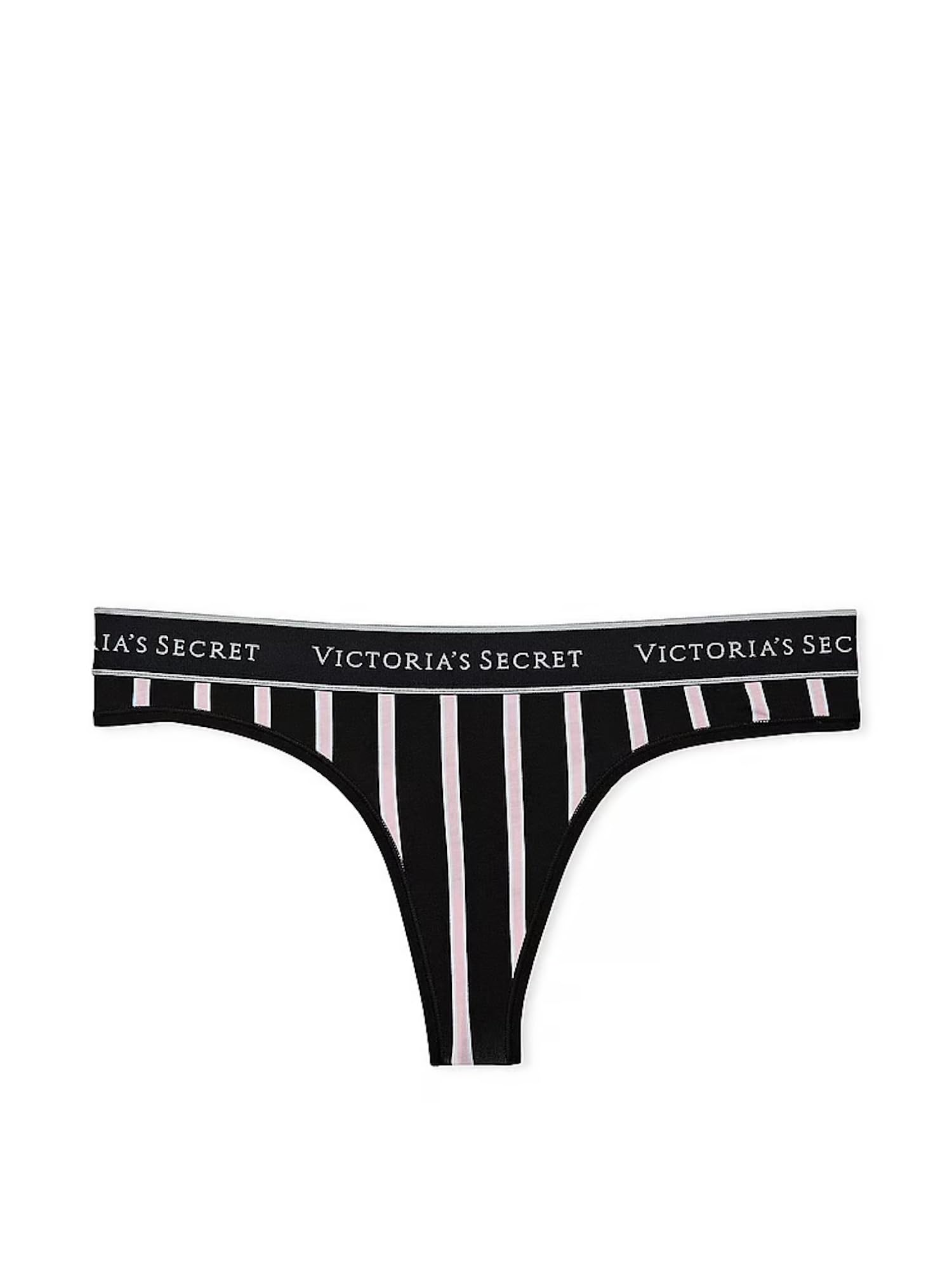 Victoria's Secret Tanga de algodón a rayas negras