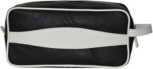 Miniatura 3 de Leather Sports Beauty Case Toiletry Bag Golf Accessories Bag  Handmade to Order in Italy, Soft Waterproof Pebble-Grain Leather (BlackWhite)