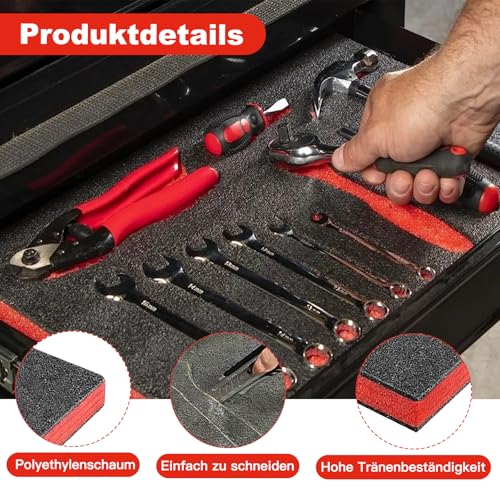 MOFXWHE Werkzeugkisten Schaumstoff 4 Stück, 40 x 30x 2,5 cm Schaumstoff Zuschnitt Polyethylenschaumstoff Schaumstoffeinlage Werkzeug, Schaumstoffplatte für Kamerakoffer Werkzeugkoffer Transportkoffer