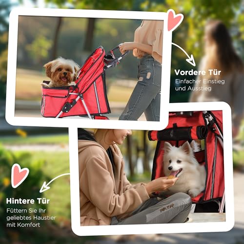 PawHut Hundewagen Hundebuggy Buggy Hunde Katzen Pet Stroller Hunde Buggy Rot