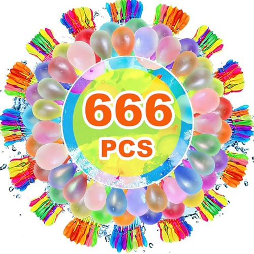 XINCHEN 666 Stück Wasserbomben Selbstschließend Bunch o Balloons Bunt Wasserballons 60 Sekunden Schnellfüller Wiederverwendbare Wasserbomben Wasserbomben Luftballonsfür Strände Poolparty