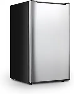 Upright Freezer with Reversible Single Door, 3.5 Cubic Feet Stainless Steel Compact Freezer, Silver Adjustable Thermostat Removable Shelves Mini Freezer, Applicable to Home, Kitchen, Office