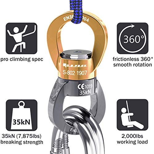 Prond Swing Swivel 35Kn Safest Rotational Device, Swing Spinner, Carabiner Swivel, Climbing Rope Swivels For Children’s Web Tree Swing Setting, Aerial Dance, Hanging Hammock (Gold Grey) #TOP3