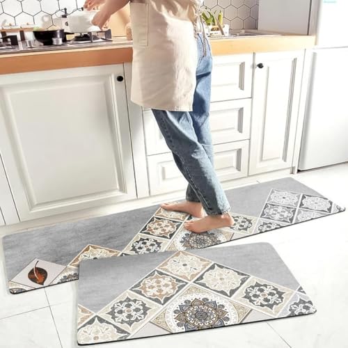 Image of Kitchen Anti Slip Mat for Floor, Waterproof Washable Kitchen Mats, Non Slip Kitchen Floor Mats for Home, Soft Mats for Kitchen, Kitchen Mats for Floor Anti Slip (Mandala- Mountain)