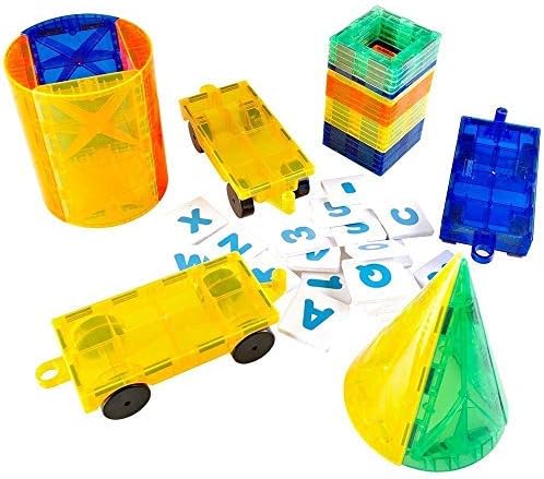 Mag-Genius The Perfect Add On Set Magnet Tile Gift, Comes with All The New Additions Includes 3 Cars, 20 Window Magnet Tiles W/Fun Clickins, and The All New Cones and Cylinder Design