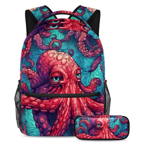 Sac à dos Octopus Sea Monster grand sac de voyage pour les sorties et cours des ados