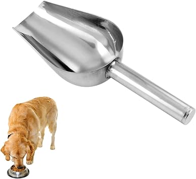 Dog Food Scoop,1 Cup12oz Capacity Pet Food Scoop Stainless Steel Feed Scooper for Dog and CatSliver