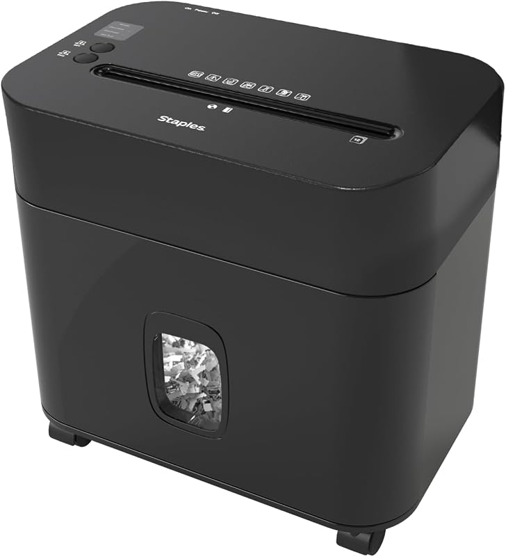12-Sheet Micro-Cut Paper Shredder, Compact, High-Security, Black | Shreds credit cards and documents for home or office. Space-saving design.