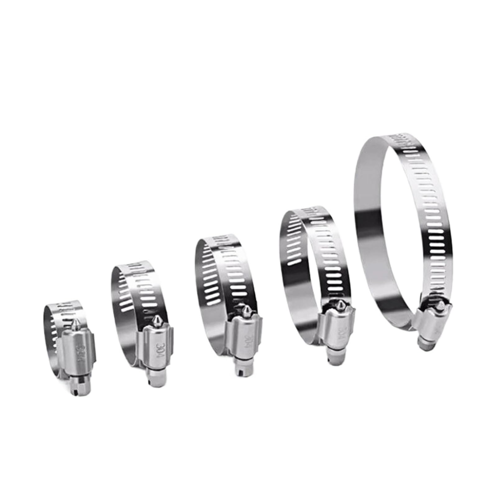 Pipe Clamp Multi Diameter 304 Stainless Worm Drive Band Clip for Liquid and Gas Pipeline Fix(21-38mm 5pcs)