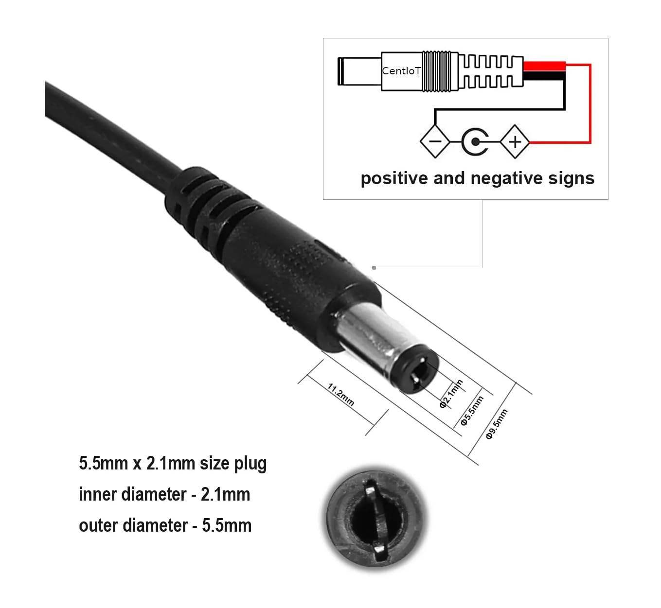 CentIoT - DC Male Jack 1 to 6 way Female Plug - Y Splitter Power Cable 1