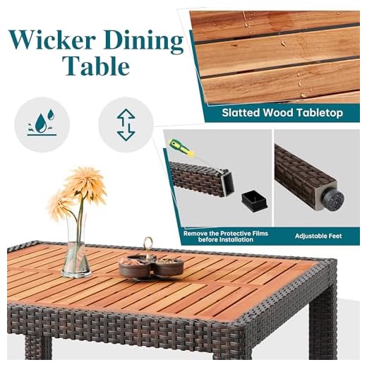 Shintenchi 5-Piece Wicker Patio Dining Set