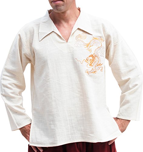 RaanPahMuang Cotton Shirt Cloud Dragon Euro Collar LS - Main Image