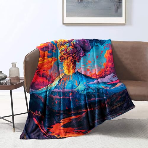 BBVNFLIR Manta de forro polar de franela, colorido s of Mount St. Helens, manta de felpa suave, para cama, sofá, coche, para todas las estaciones, cálida y ligera, tamaño: 100 x 130 cm