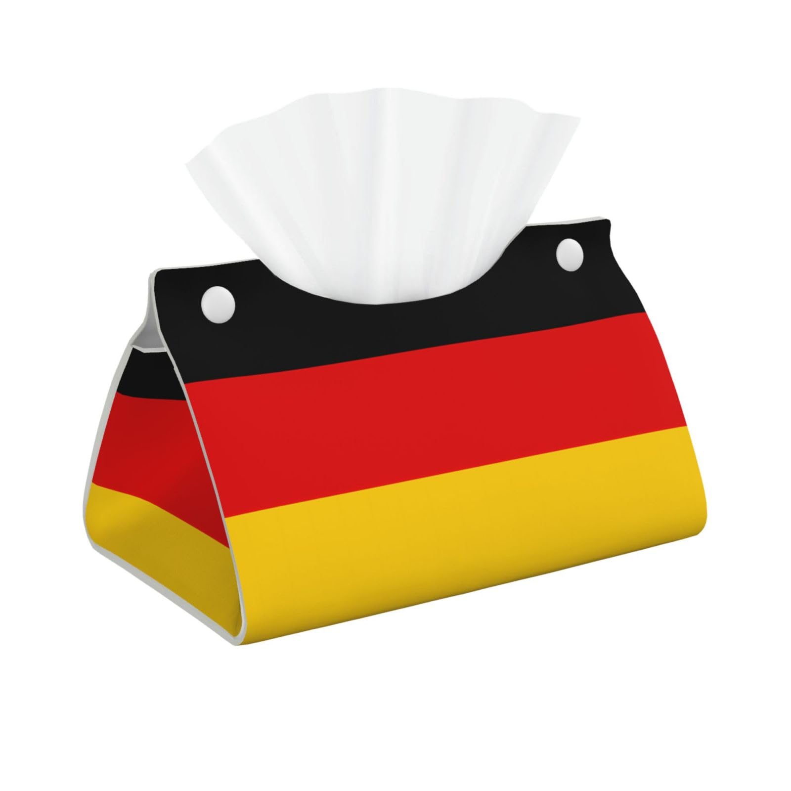 German flag Rectangular Leather Tissue Box Cover, Folding Facial Tissue Holder Dispenser for Car