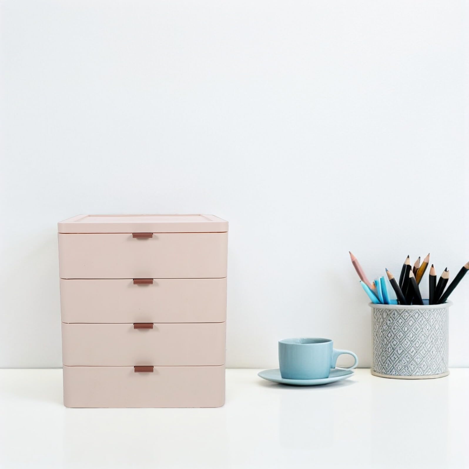 Healvian organizator kosmetyków Etui do przechowywania z wieloma szufladami pyłoszczelne szuflady do przechowywania na blacie Pink