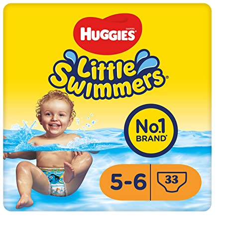Huggies Little Swimmers Pañal Bañador Desechable Unisex Talla 5-6, 12-18 kg (3 packs x 11, total 33 pañales bañadores)