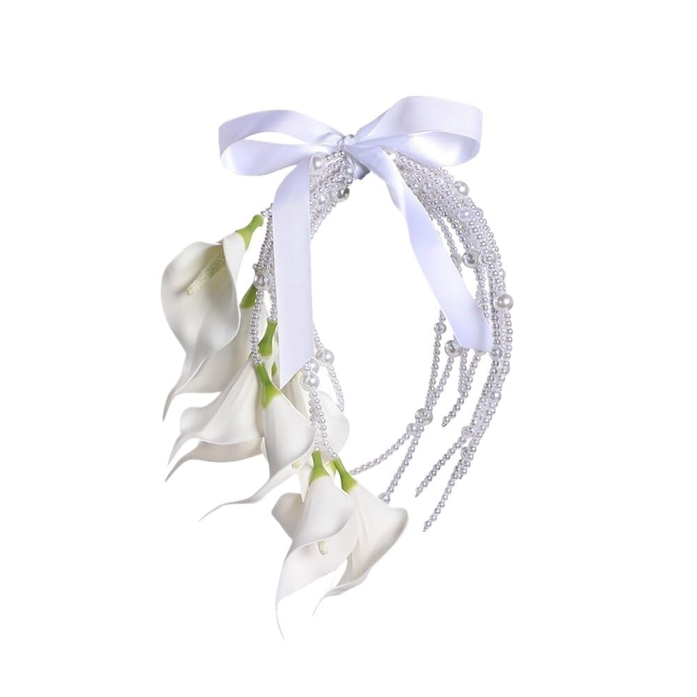 Huffa Portablecallalily[6093] Elegant Artificial Calla Lily Bridal Bouquet - White Wedding Proposal Prop For Brides(Portablecallalily[6093])